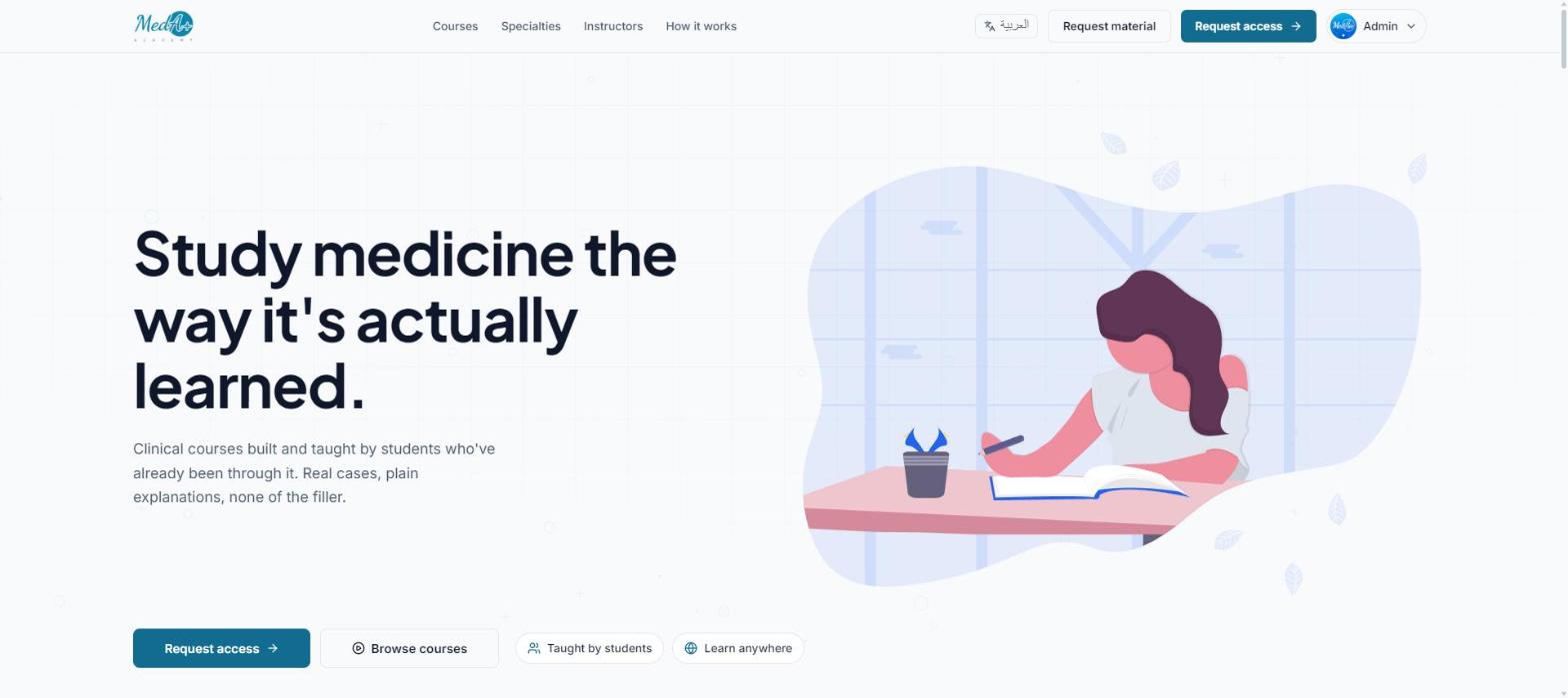 MedA+ Academy landing page
